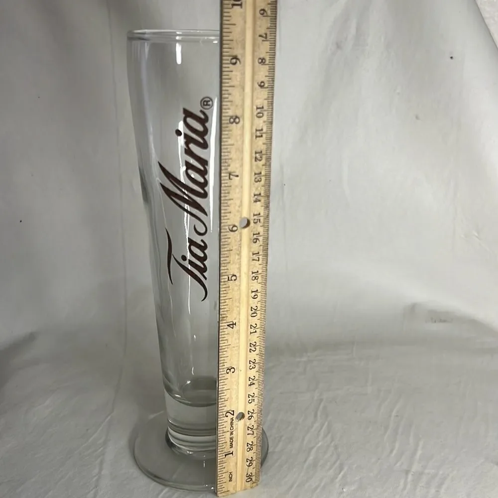 Tia Maria 16 Ounces Clear Glass Cocktail Drinking  Bar Accessories 9 1/2 In Tall